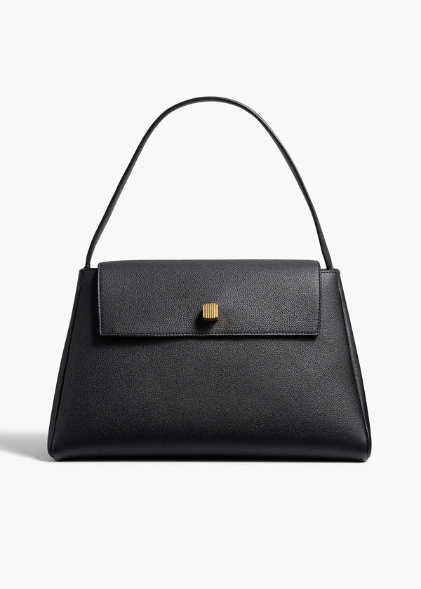 khaite Audrey Top Handle Bag Black Pebbled Leather