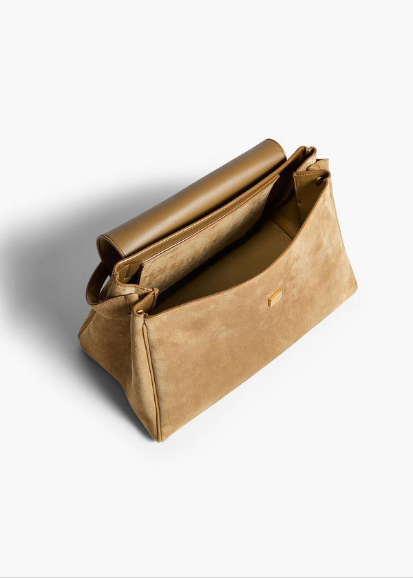 Khaite Audrey Top Handle Bag Mud Suede