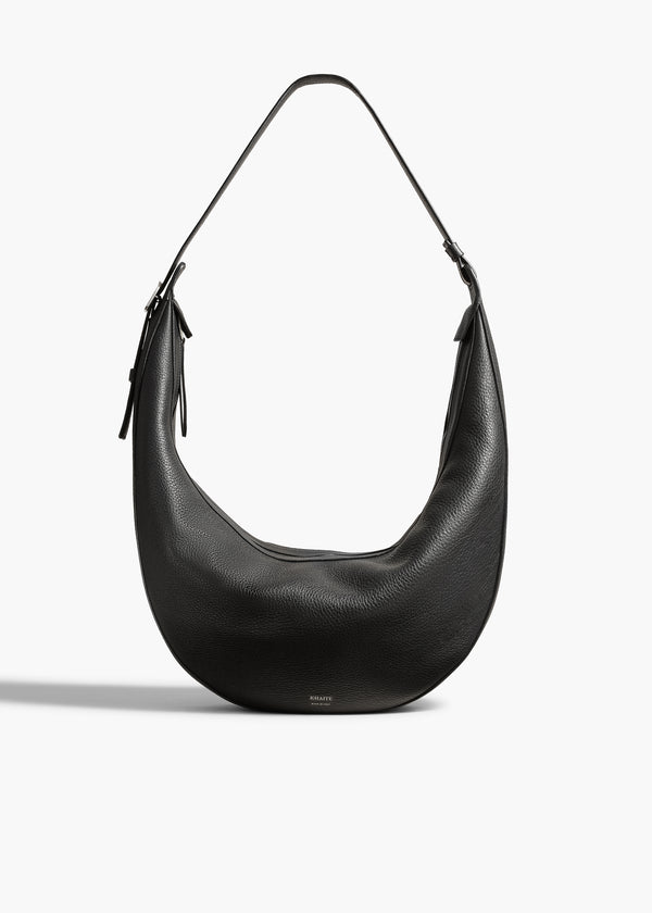 Khaite Augustina Hobo Black Pebbled Leather