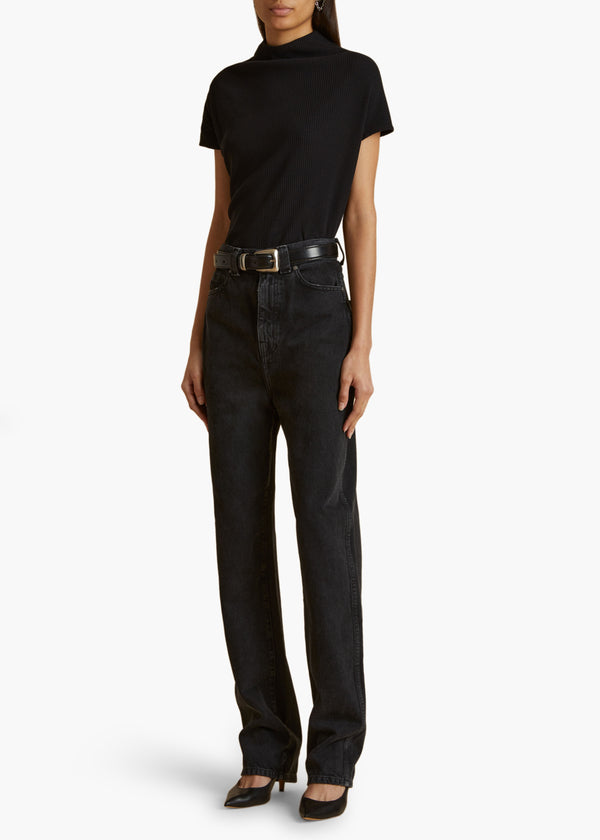 Khaite Benny Belt Black Leather With Silver