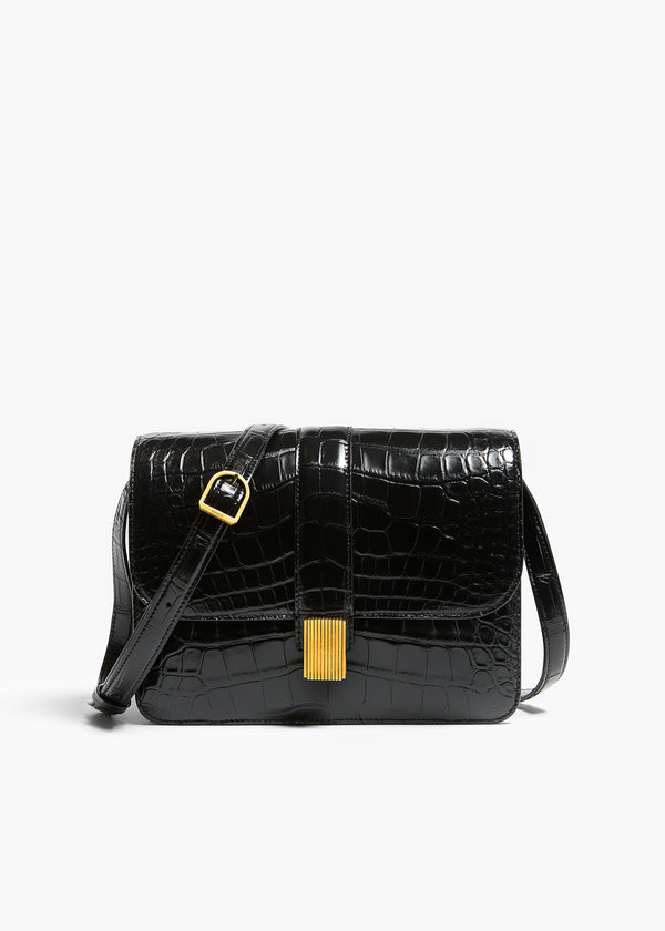 khaite Blake Crossbody Bag Black Alligator