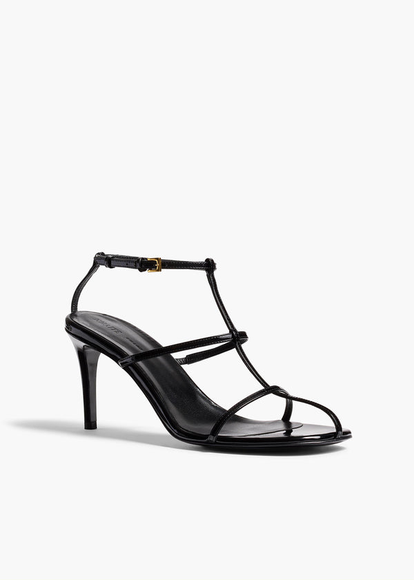 Khaite Cage Sandal Black Patent Leather