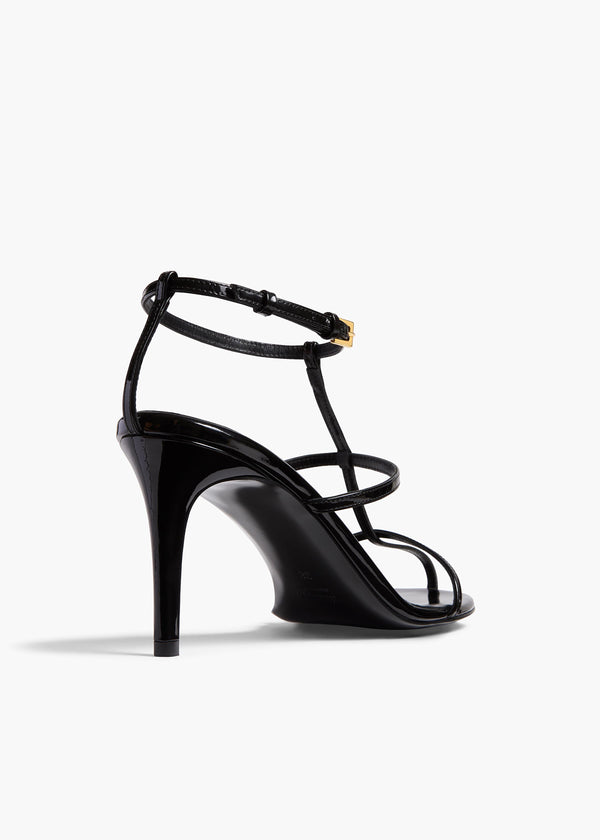 Khaite Cage Sandal Black Patent Leather