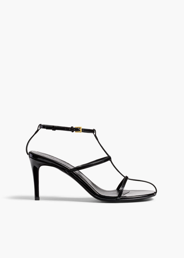 khaite Cage Sandal Black Patent Leather