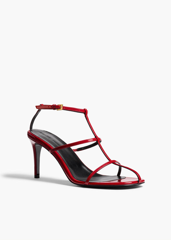 Khaite Cage Sandal Fire Red Patent Leather