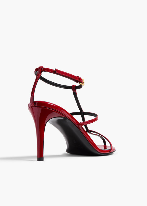 Khaite Cage Sandal Fire Red Patent Leather