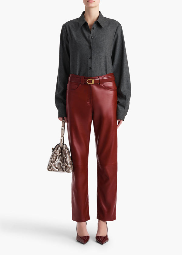 Khaite Callum Pant Garnet Leather