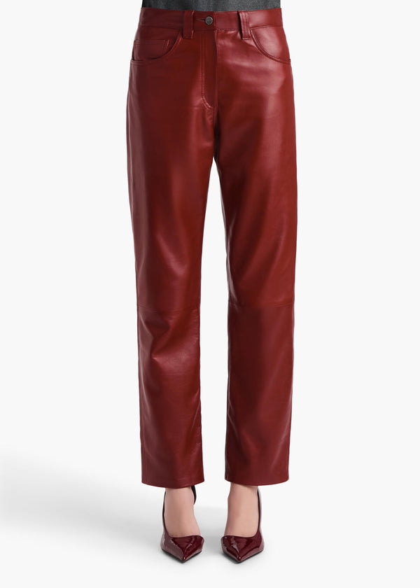 Khaite Callum Pant Garnet Leather