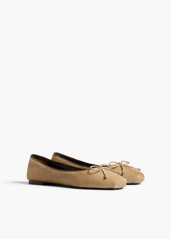 Khaite Charlotte Ballerina Flat Barley Haircalf