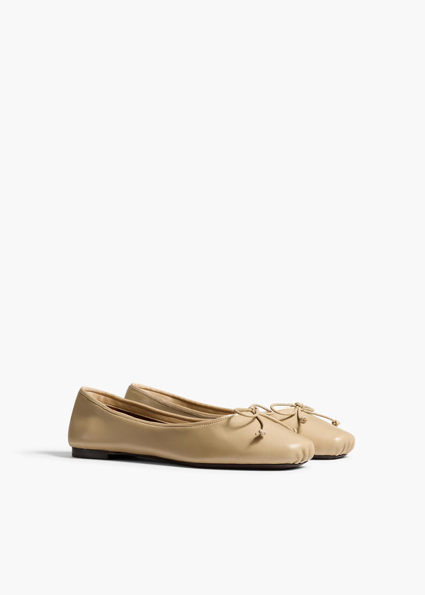 Khaite Charlotte Ballerina Flat Beige Leather