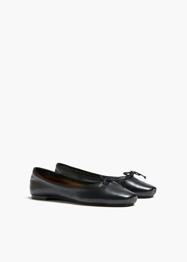 Khaite Charlotte Ballerina Flat Black Leather