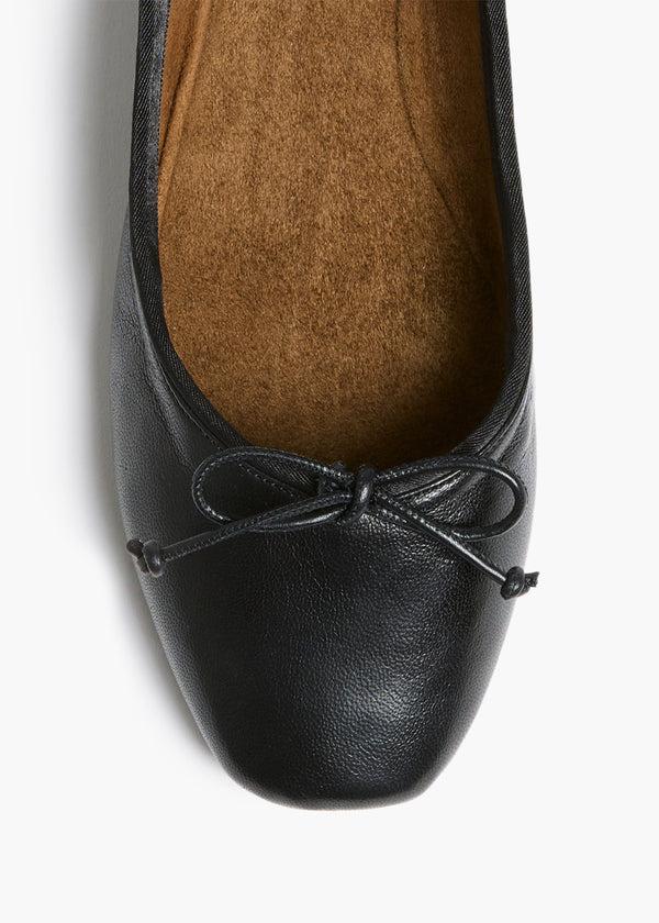 Khaite Charlotte Ballerina Flat Black Leather