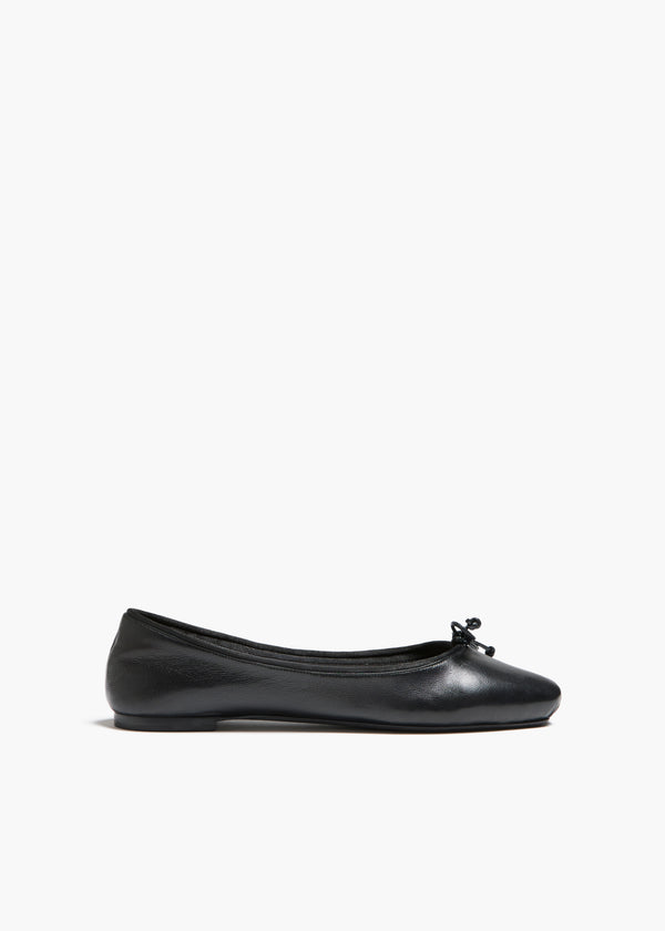 khaite Charlotte Ballerina Flat Black Leather