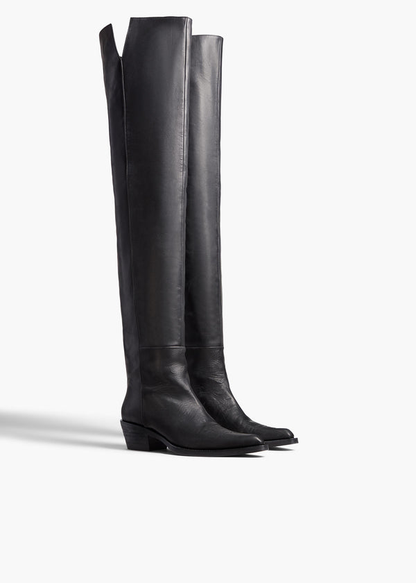Khaite Clive Over-the-Knee Flat Boot Black Leather