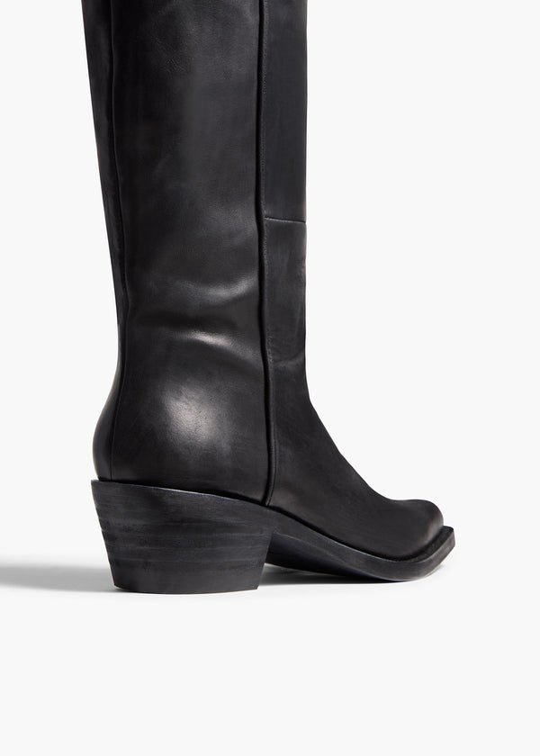 Khaite Clive Over-the-Knee Flat Boot Black Leather