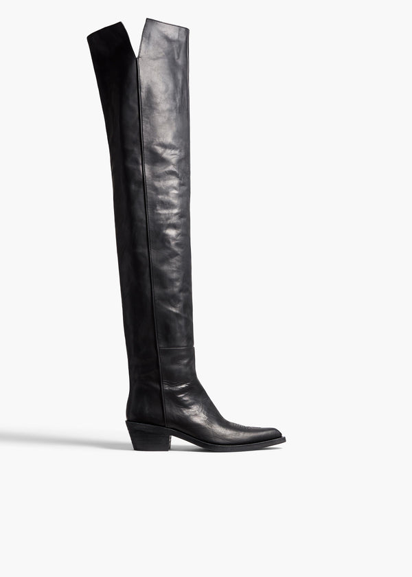 khaite Clive Over-the-Knee Flat Boot Black Leather