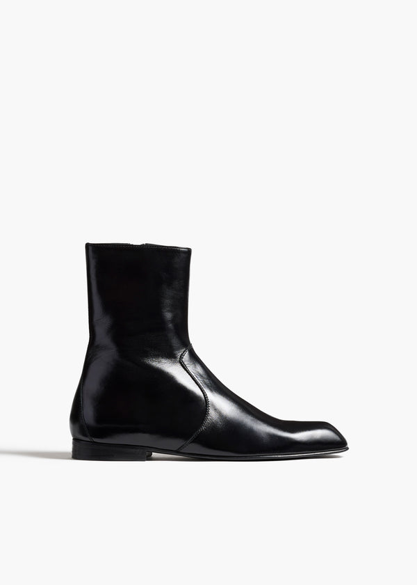 khaite Colt Ankle Boot Black Glazed Leather