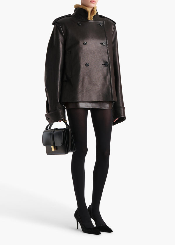 Khaite Dean Jacket Black Leather With Shearling