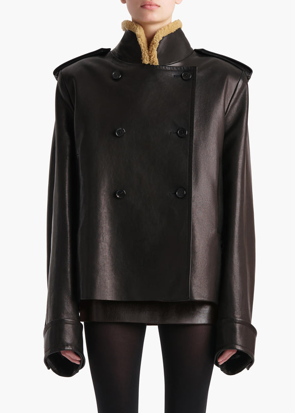 Khaite Dean Jacket Black Leather With Shearling