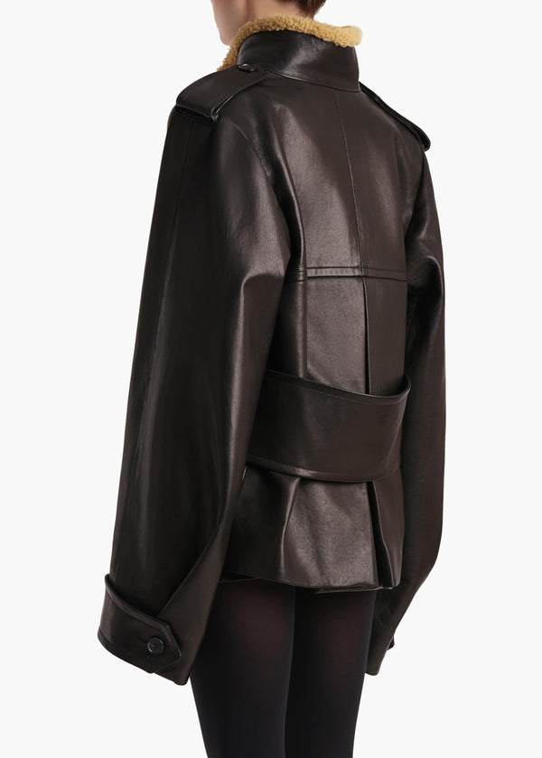 Khaite Dean Jacket Black Leather With Shearling