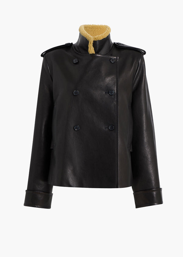 khaite Dean Jacket Black Leather with Shearling