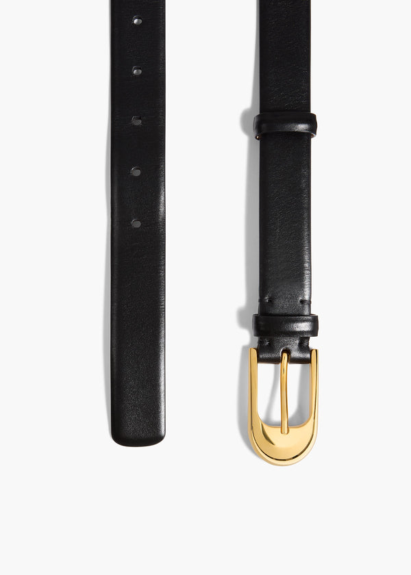 Khaite Dome Belt Black Leather With Gold