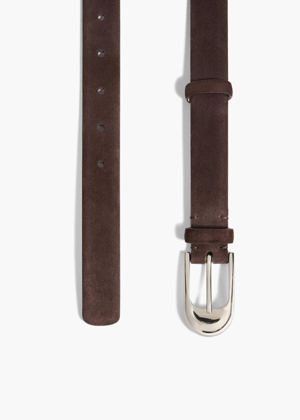 Khaite Dome Belt Dark Brown Suede With Silver