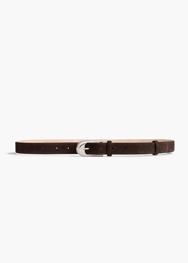 khaite Dome Belt Dark Brown Suede with Silver