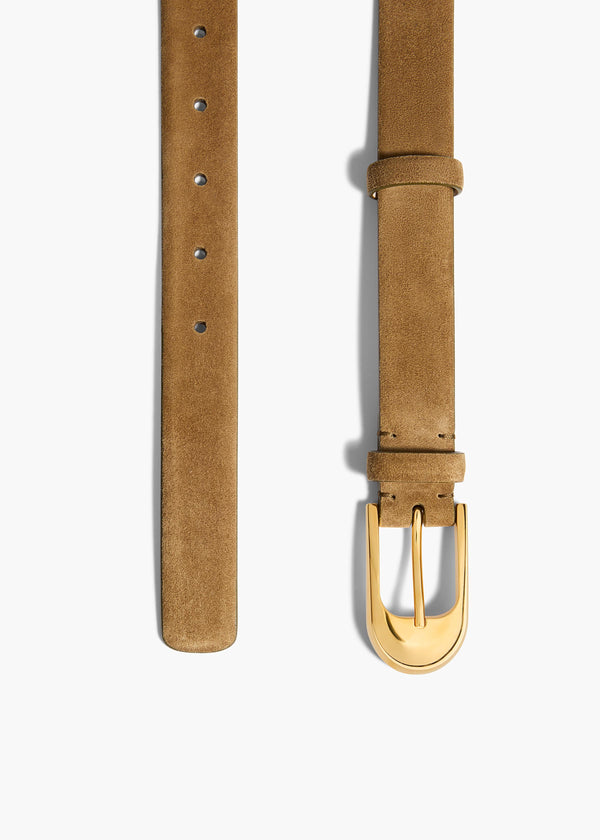 Khaite Dome Belt Mud Suede With Gold