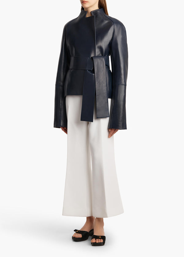 Khaite Edith Jacket Dark Navy Leather