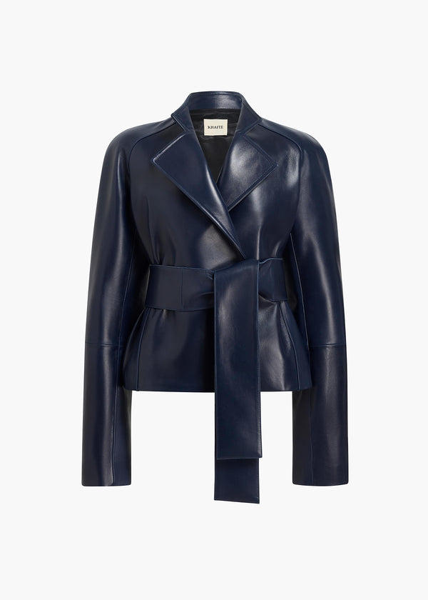 khaite Edith Jacket Dark Navy Leather