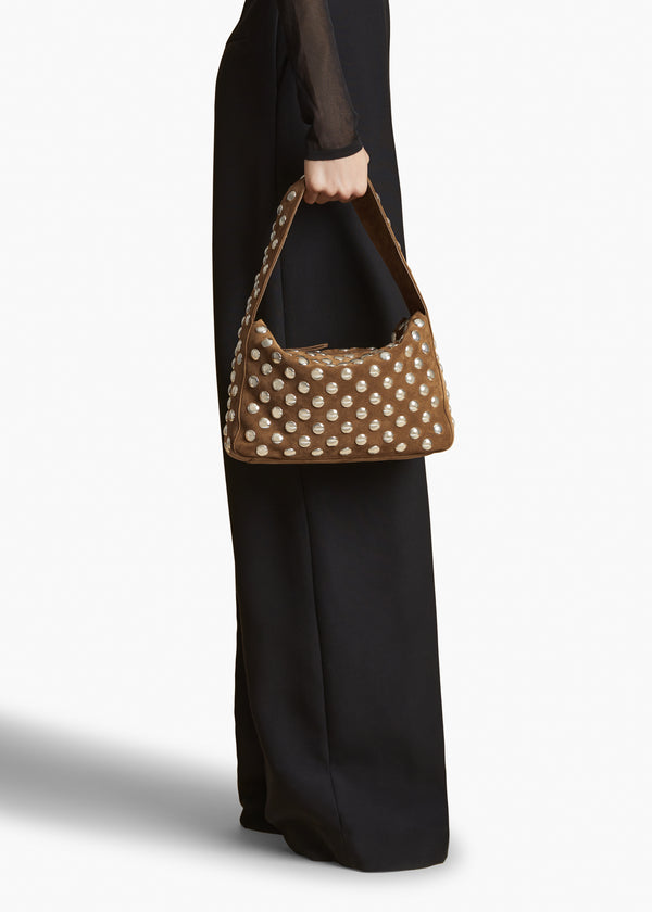 Khaite Elena Bag Mud Suede With Studs