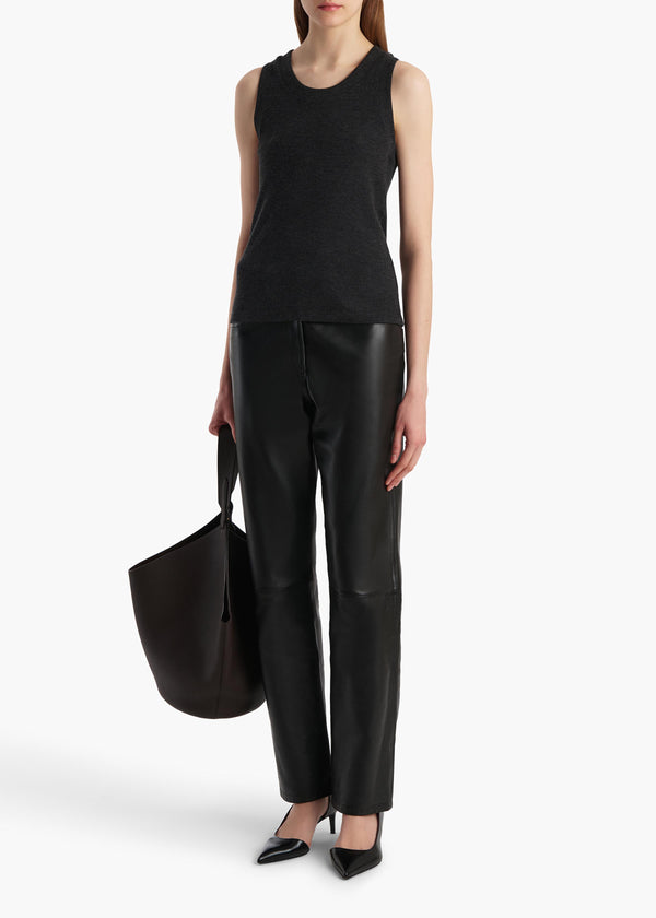 Khaite Isha Top Charcoal Silk Cashmere Jersey