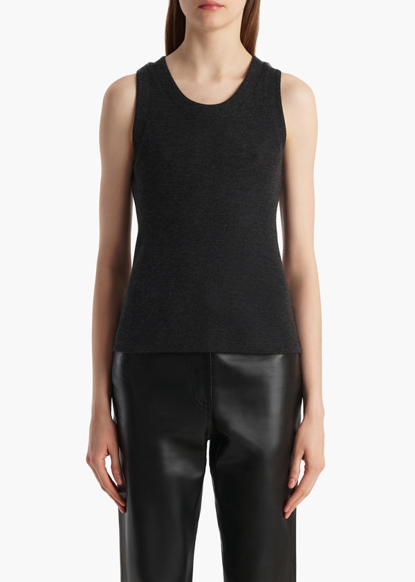 Khaite Isha Top Charcoal Silk Cashmere Jersey