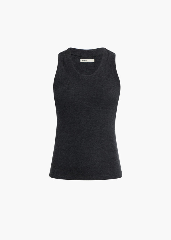 khaite Isha Top Charcoal Silk Cashmere Jersey
