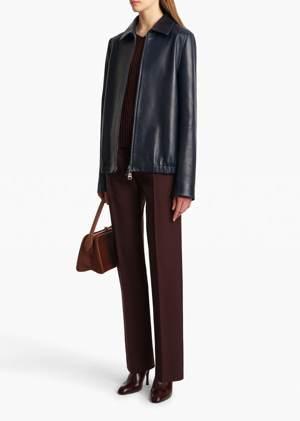 Khaite Jackson Jacket Dark Navy Leather