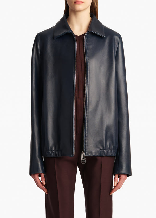 Khaite Jackson Jacket Dark Navy Leather