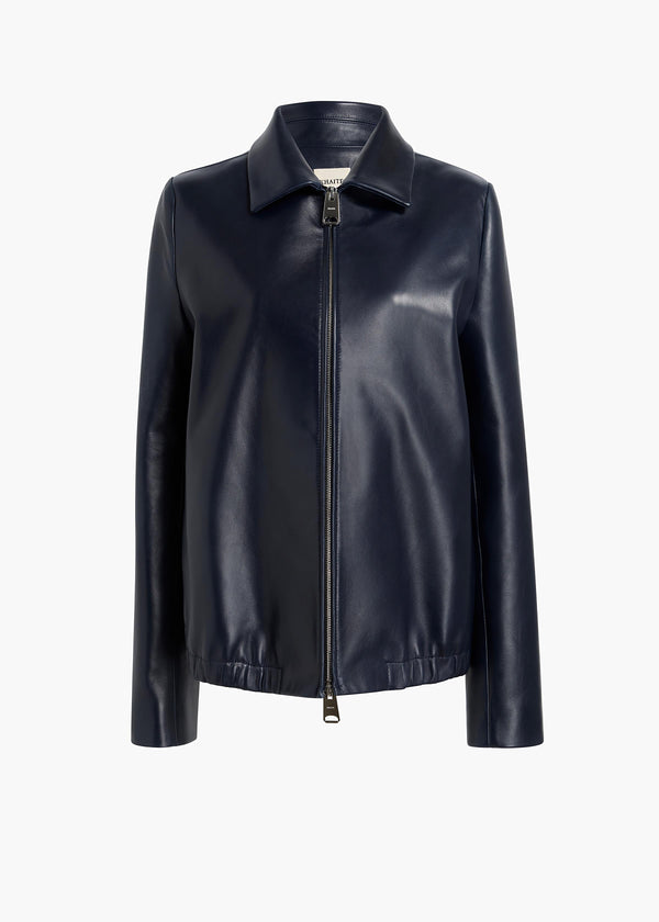 khaite Jackson Jacket Dark Navy Leather