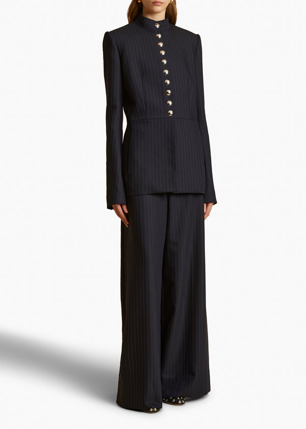 Khaite Jacob Pant Navy And White Stripe