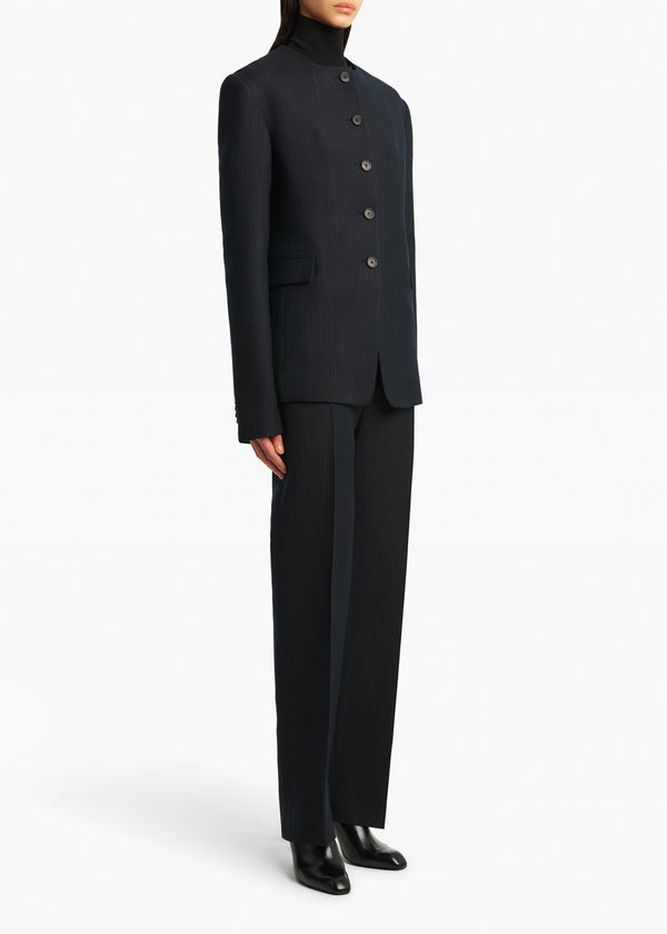 Khaite Jameson Jacket Dark Navy With Stripe