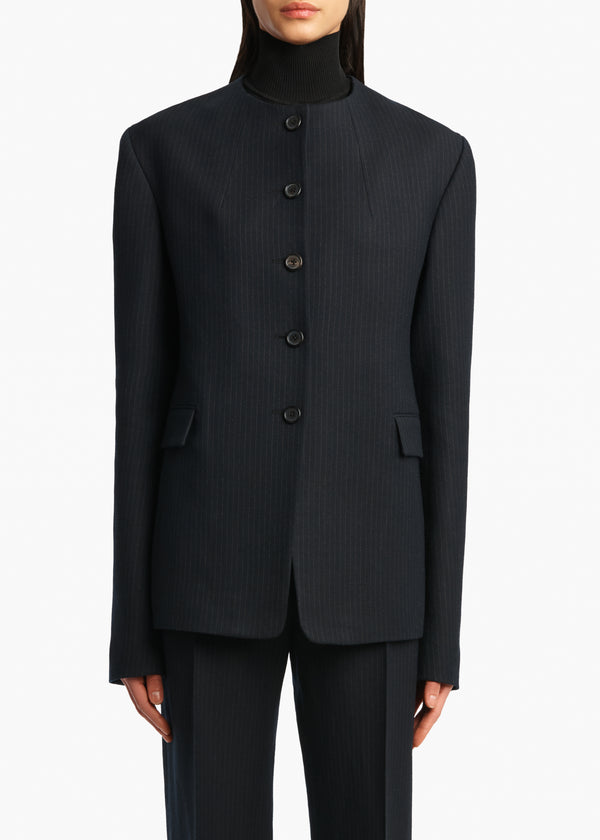 Khaite Jameson Jacket Dark Navy With Stripe