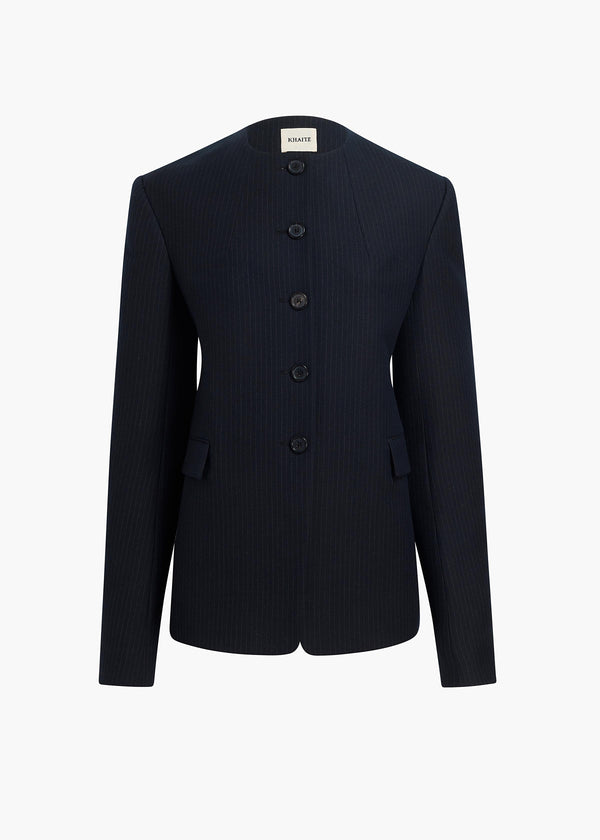 khaite Jameson Jacket Dark Navy with Stripe
