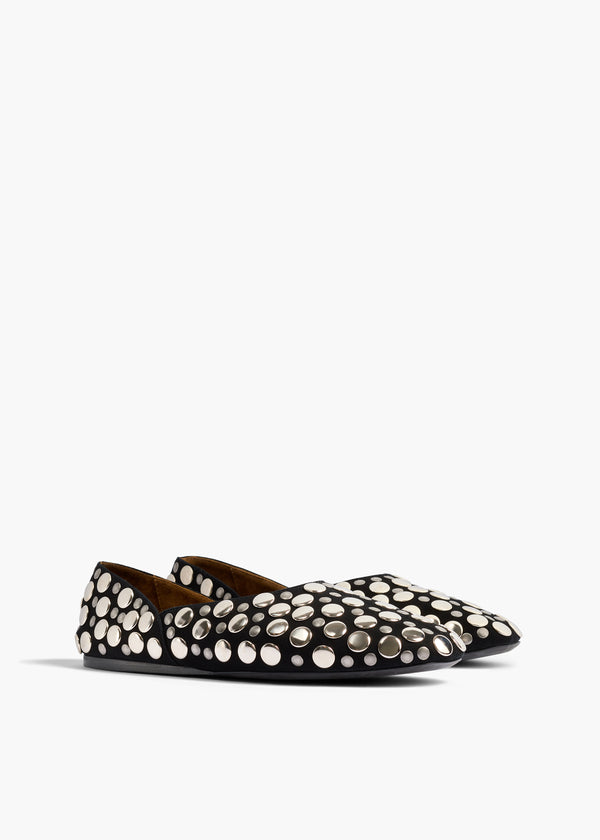 Khaite Jane Flat Black Suede With Silver Studs