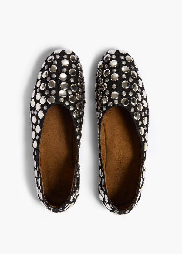 Khaite Jane Flat Black Suede With Silver Studs