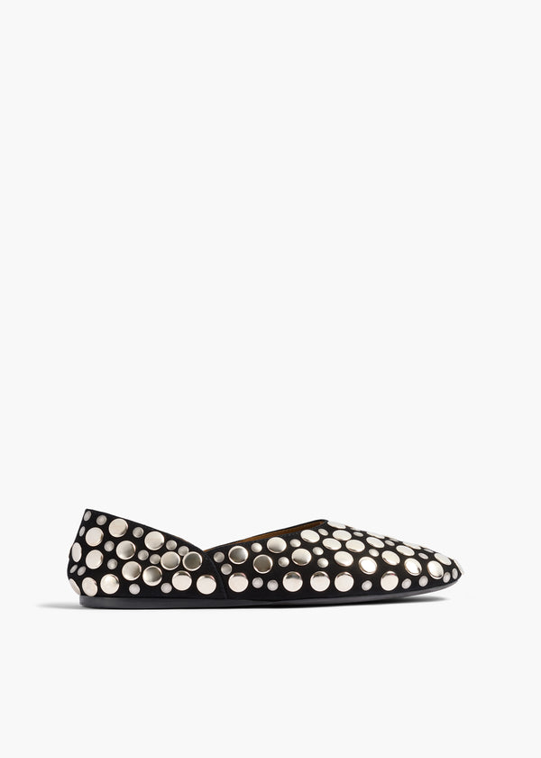 khaite Jane Flat Black Suede with Silver Studs