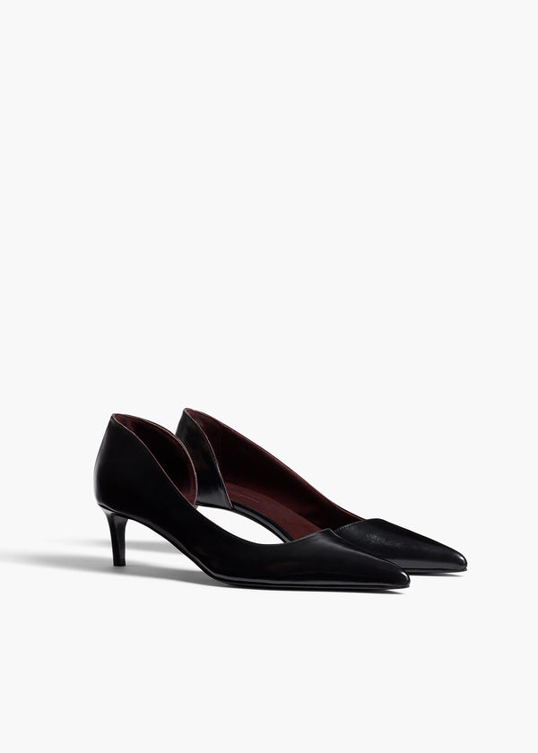 Khaite Jett D'Orsay Low Pump Black Glazed Leather