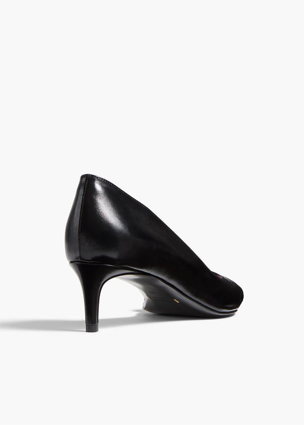 Khaite Jett D'Orsay Low Pump Black Glazed Leather