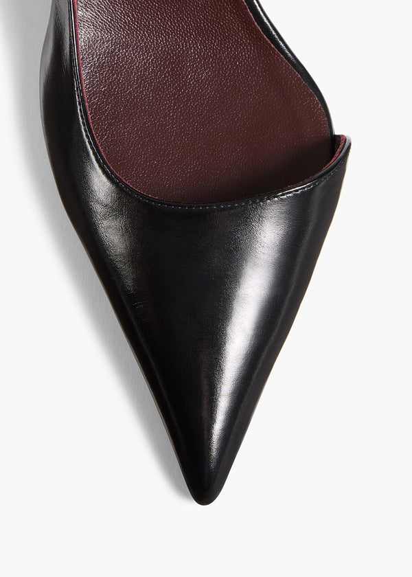 Khaite Jett D'Orsay Low Pump Black Glazed Leather