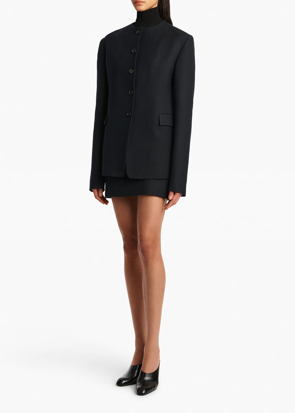 Khaite Jett Skirt Dark Navy With Stripe