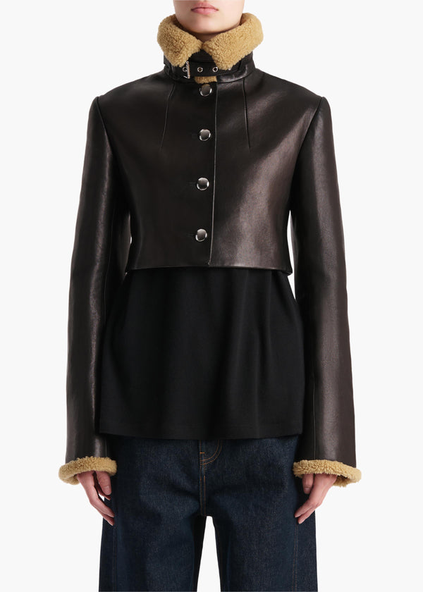 Khaite Jodie Jacket Black Leather With Shearling